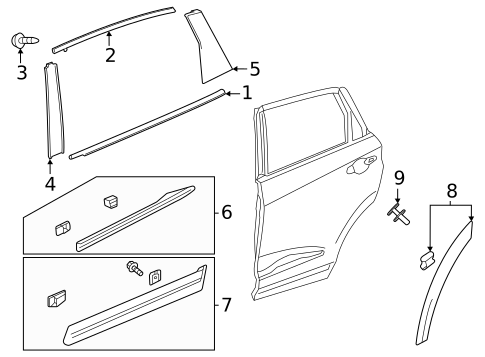 Exterior Trim - Rear Door for 2023 Acura MDX #0