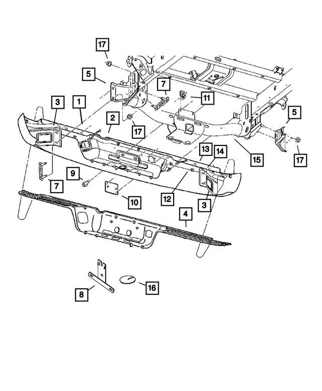 55077107AN - Frames and Bumpers: Rear Bumper for Mopar Image image