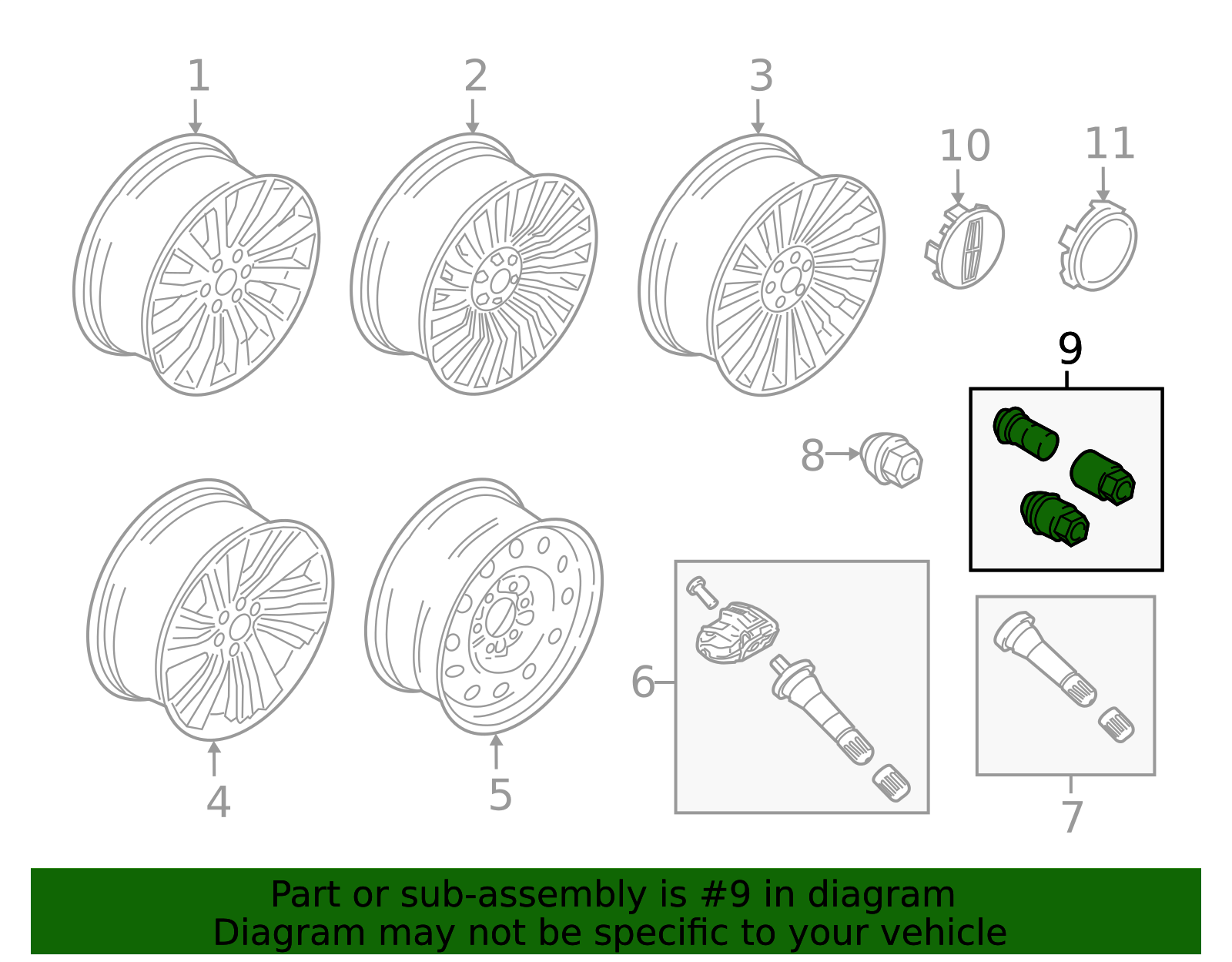 EK4Z-1A043-A - Wheel Locks - Chrome Plated For Exposed Lugs 2015