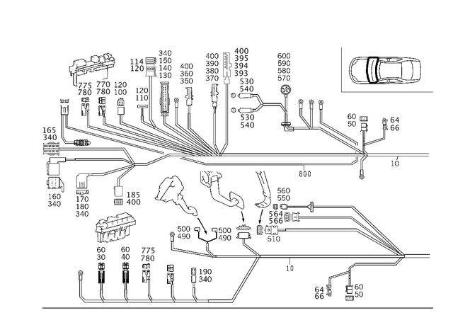 2205404605 - Electrical Equipment and Instruments: Wiring Harness for Mercedes-Benz Image image