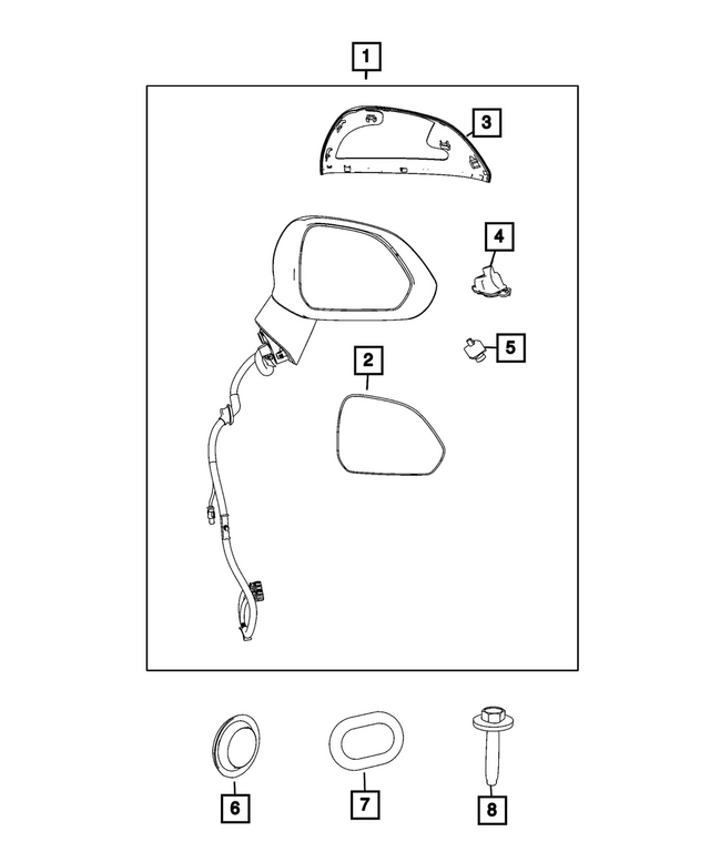 68666294AC - : Outside Rear-View Mirror, Right for Mopar Image