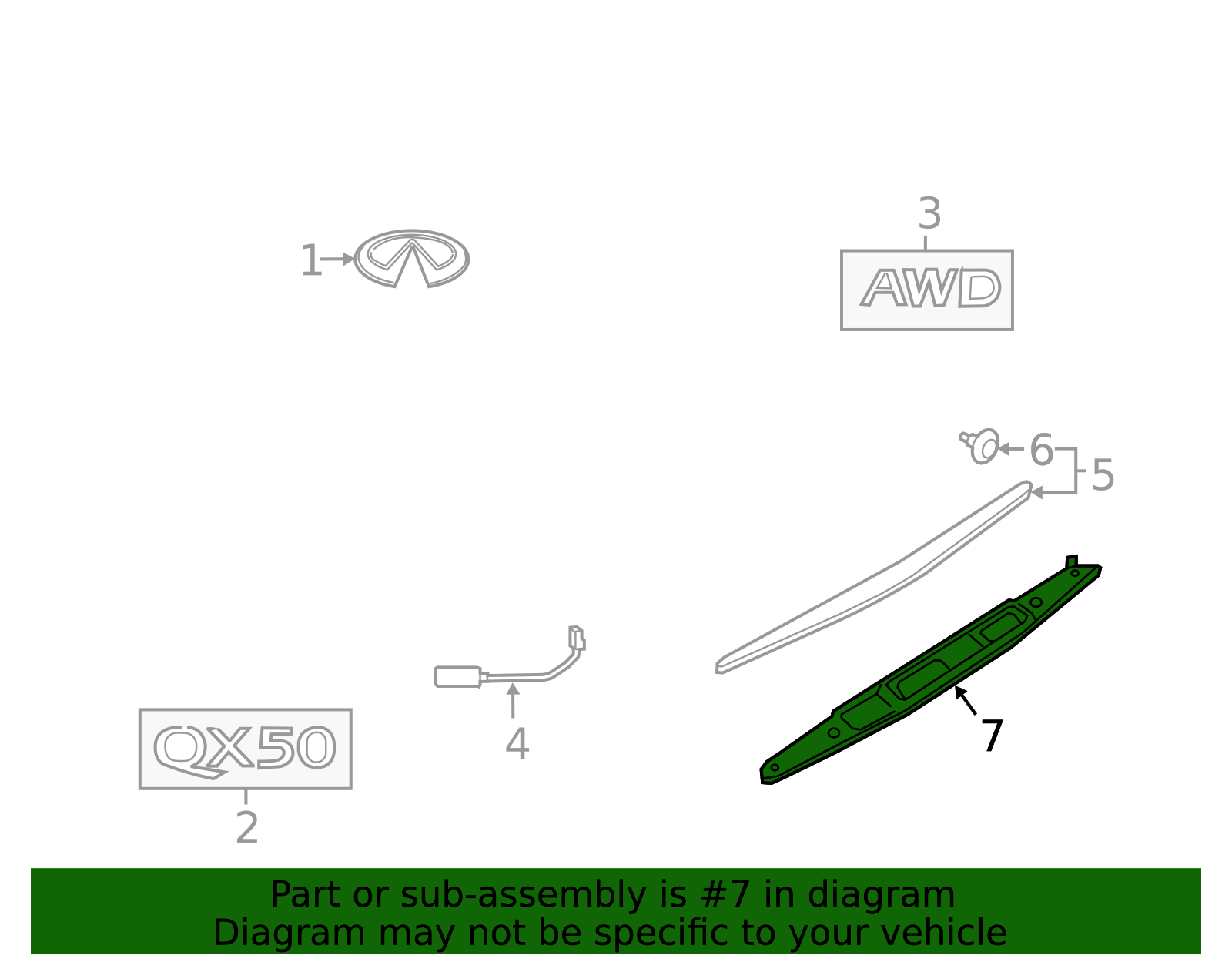 90816-5NA5C - Lift-Gate Finish Panel 2019-2024 INFINITI QX50 | Official ...