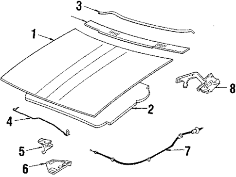 Hood & Components for 1987 Oldsmobile Firenza #0