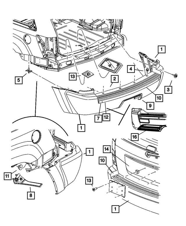 « 5159094AC – Frame, Bumper, and Fascia : Arrière Revetement pour Mopar Image »