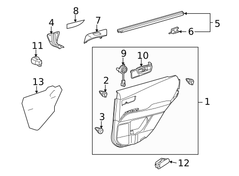 Interior Trim - Rear Door for 2010 Lexus RX450h #0