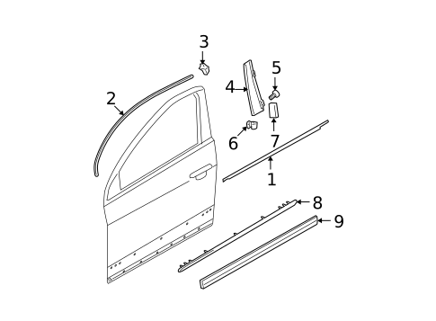 Exterior Trim - Front Door for 2009 Volkswagen Passat #0