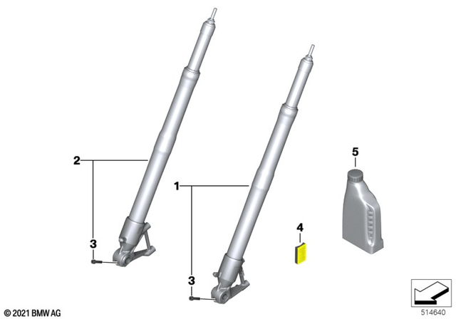 31428393003 - Front Axle, Front Suspension: Fork Rod, Gold, Left -  for BMW-Motorrad Image