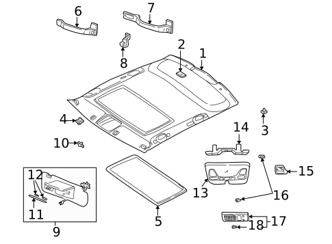Interior Trim - Roof for 2000 Volvo S70 #0