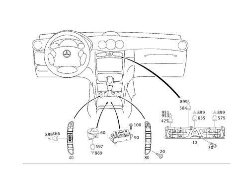 Switch in Instrument Panel and Center Console for 2002 Mercedes-Benz CLK 55 AMG&reg; #0