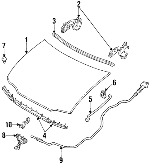 Hood & Components for 1997 Ford Aspire #0