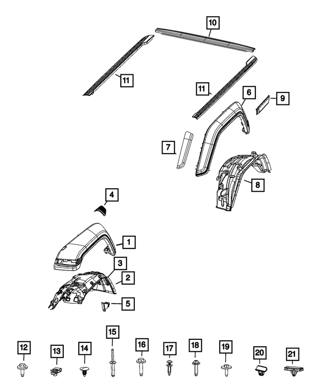 68585438AB - Exterior Ornamentation: Wheel Flare Molding, Right for Mopar Image image