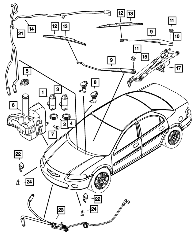 5019328AC - Wiper/Lock Cylinder and Keys: Washer Reservoir for Mopar Image