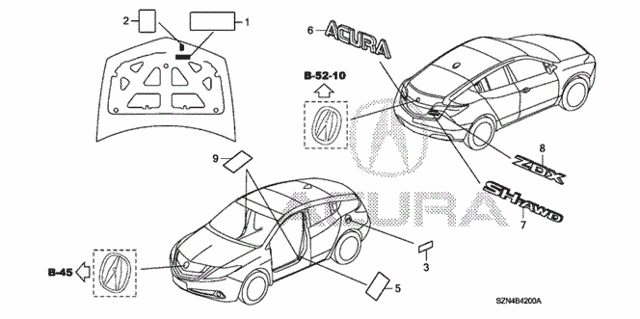 Emblems - Caution Labels for 2011 Acura ZDX #0