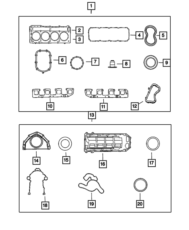 5135818AF - Engine 5.7L Eight Cylinder: Engine Lower Gasket Package for Mopar Image image