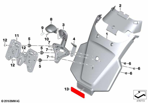Rear Wheel Cover, License Plate Bracket for 2018 BMW-Motorrad K 1600 B #0