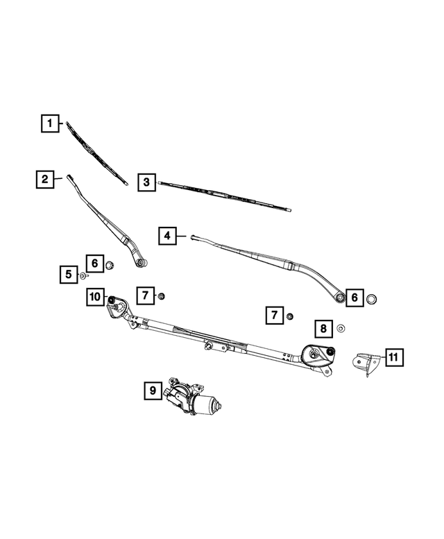 68044161AB - Electrical: Front Wiper Arm, Left for Mopar Image