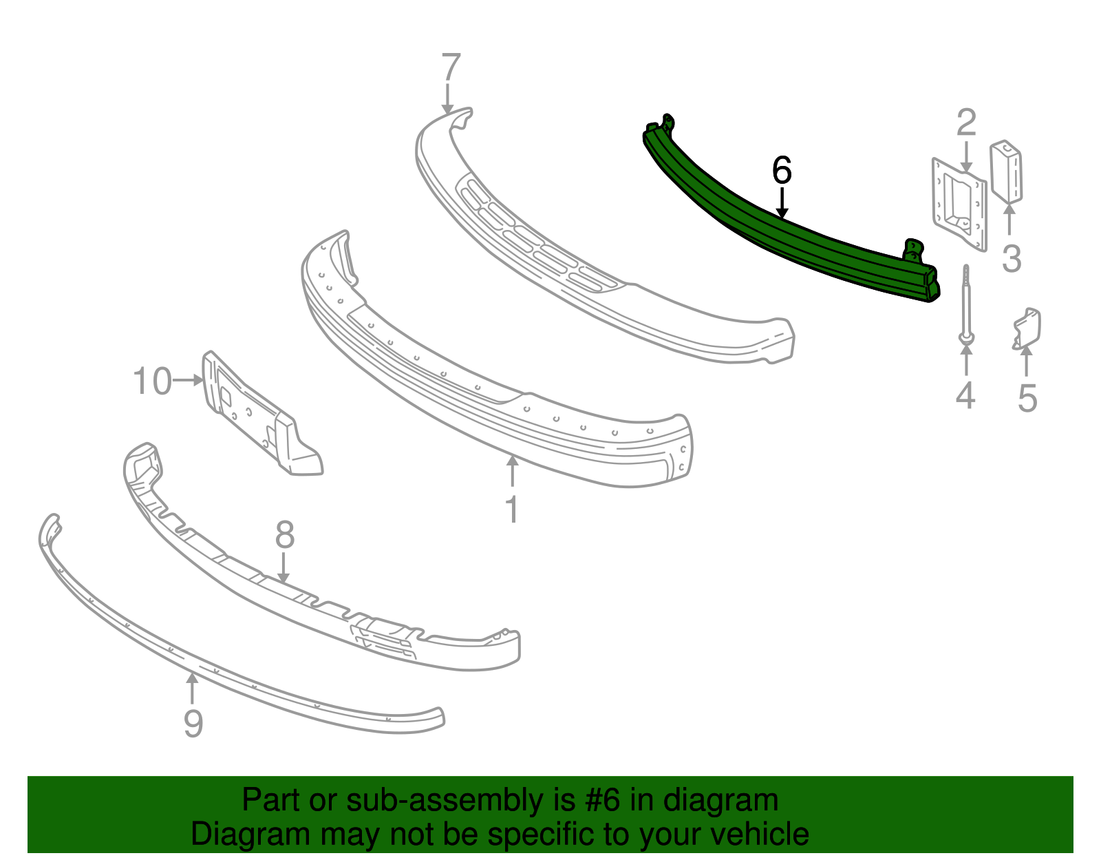 15770660 - Front Bumper Impact Bar Reinforcement GM 1996-2002 GM ...