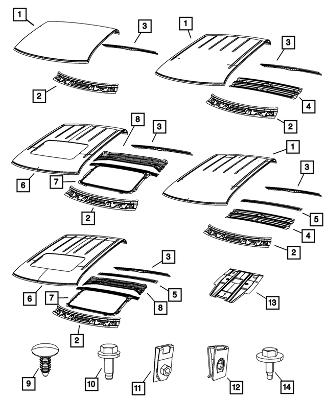 68584390AA - Body Sheet Metal Except Doors: Roof Rear Header for Mopar Image