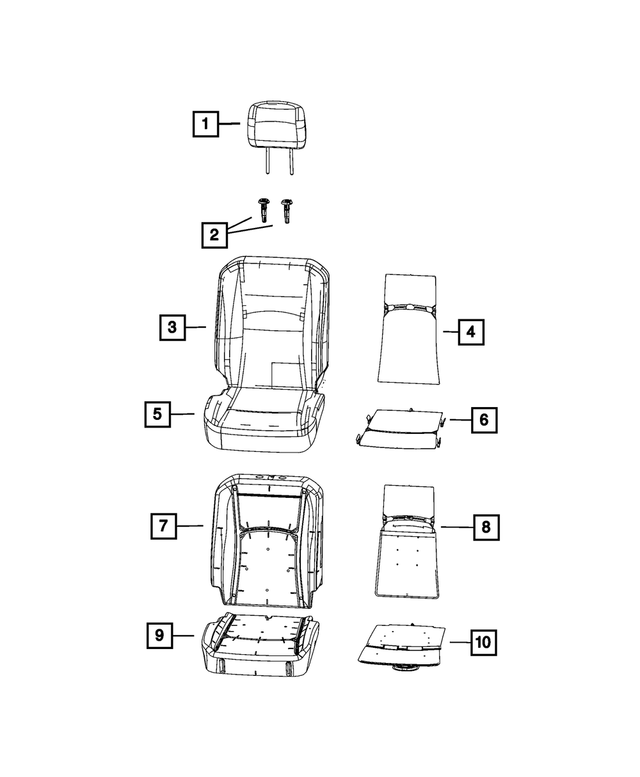 68454185AA - Interior Trim: Seat Back Foam, Left for Mopar Image