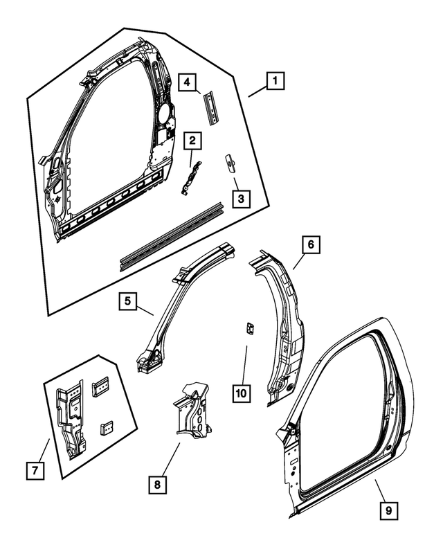 55372406AI - Body Sheet Metal Except Doors: Body Side Aperture Inner Panel, Right for Mopar Image