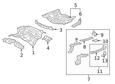 Rear Floor & Rails for 2005 Acura RL #0