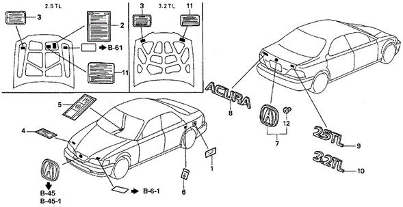 Emblems - Caution Labels for 1997 Acura TL #0