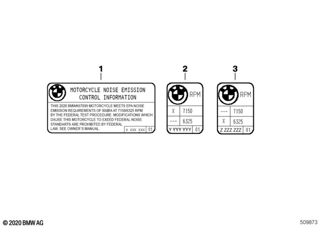 71221691419 - Parts and Accessories for Engine / Chassis: Instruction Notice "Us Noise Regs." -  for BMW-Motorrad Image image