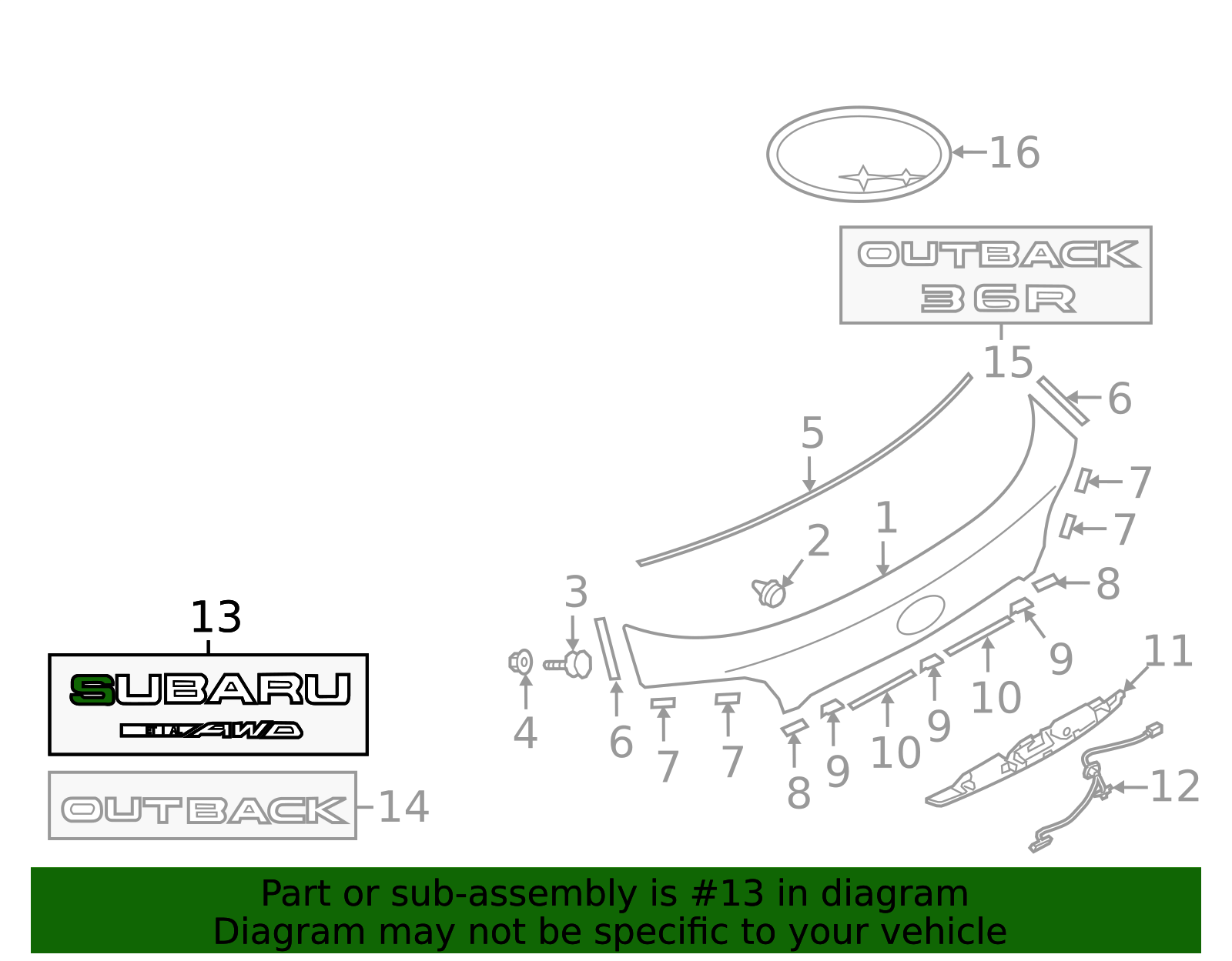 2015-2019 Subaru Outback Nameplate 93079AL020 | OEM Parts Online