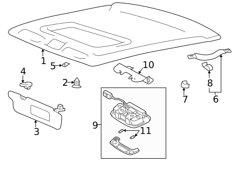 Interior Trim - Roof for 2001 Kia Optima #1