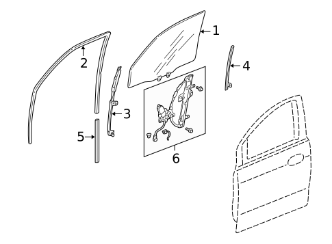 Glass - Front Door for 2006 Acura MDX #0