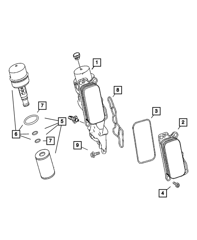68033097AA - Engine 3.5L Six Cylinder: Oil Cooler for Mopar Image