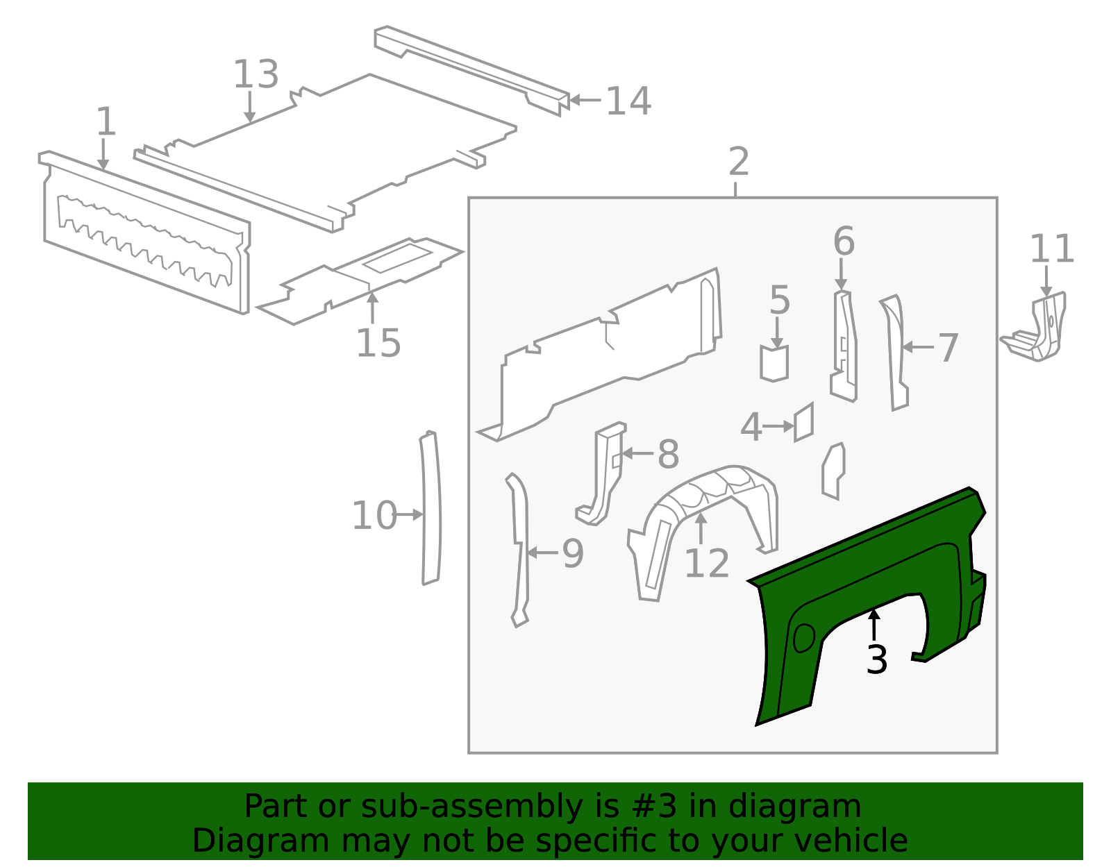 2014-2019 GMC Passenger Side Pickup Box Outer Side Panel 84148914 ...