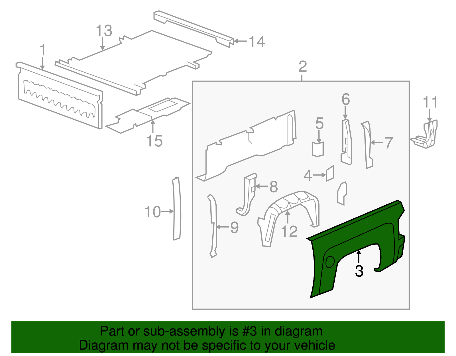 2014-2019 Chevrolet Driver Side Pickup Box Outer Side Panel