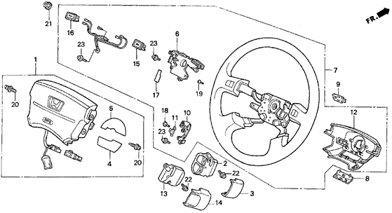 Steering Wheel (SRS) for 1995 Honda Civic del Sol #0