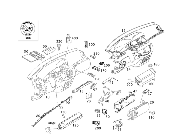 2216800698 - Panelling: Glove Compartment Flap for Mercedes-Benz Image image