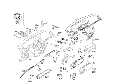 Instrument Panel and Gloves Compartment Box with Passenger Air Bag for 2012 Mercedes-Benz S400 #0