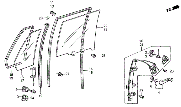 Rear Door Windows 4DR for 1987 Honda Civic #0