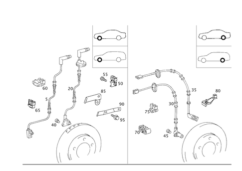 Brake Pad Wear Indicator and Speed Sensor, Front and Rear Axle for 1998 Mercedes-Benz E430 #1