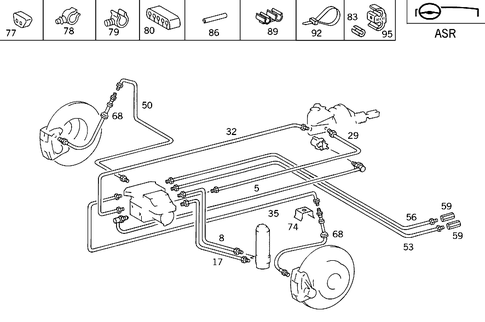 Brake Lines Used for Acceleration Skid Control (Asr) for 1992 Mercedes-Benz 400SE #0