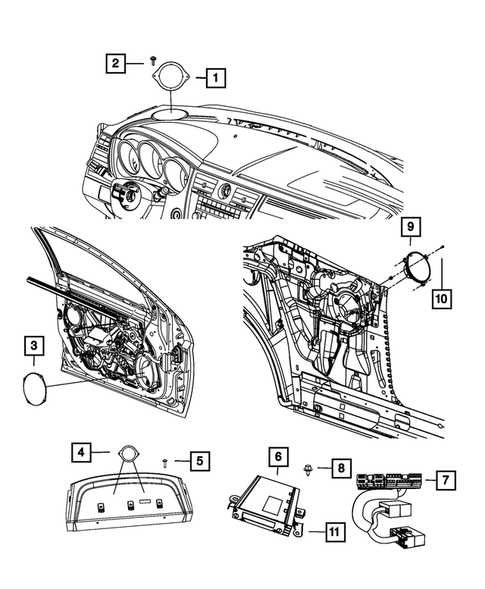Radio, Antenna, Speakers, DVD, and Video systems for 2012 Chrysler 200 #1