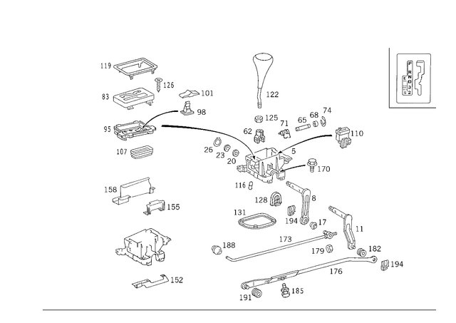 2012670210 - : Selector Lever Knob for Mercedes-Benz: 190, 190D, 190E, 200, 200D, 300CE, 300D, 300E, 300TD, 300TE Image