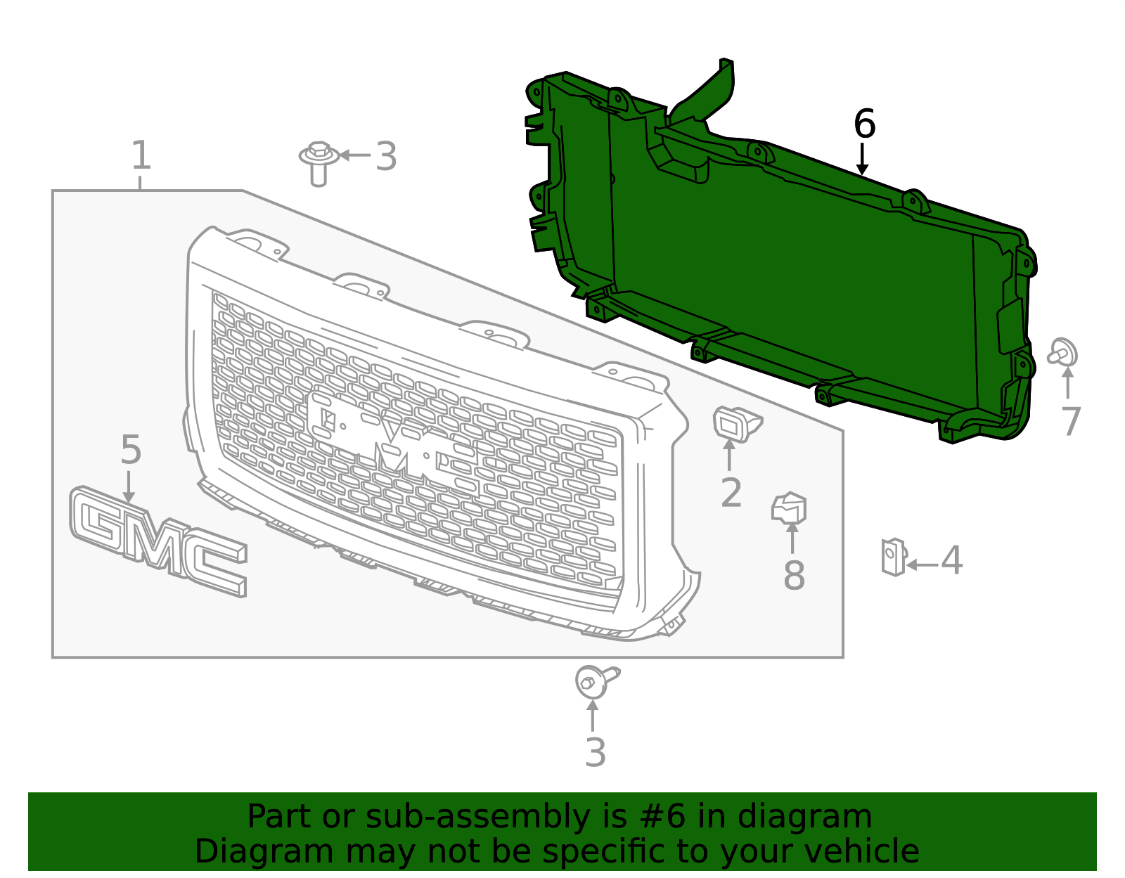 23322442 - 2014-2015 GMC Sierra 1500 - Front Inner Grille | Partners Chevy
