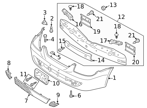 Bumper & Components - Front for 2003 Mazda Protege #0