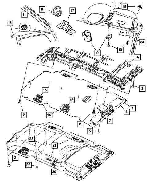 Headliner and Visor for 2005 Dodge Caravan #0