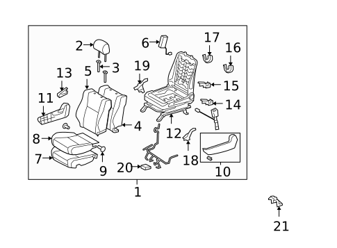 Passenger Seat Components for 2007 Toyota Tundra #2