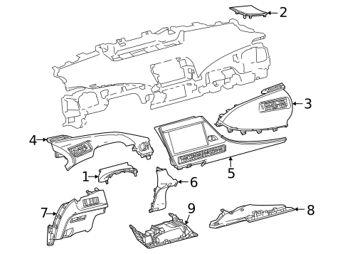 Instrument Panel Components for 2019 Toyota Mirai #0