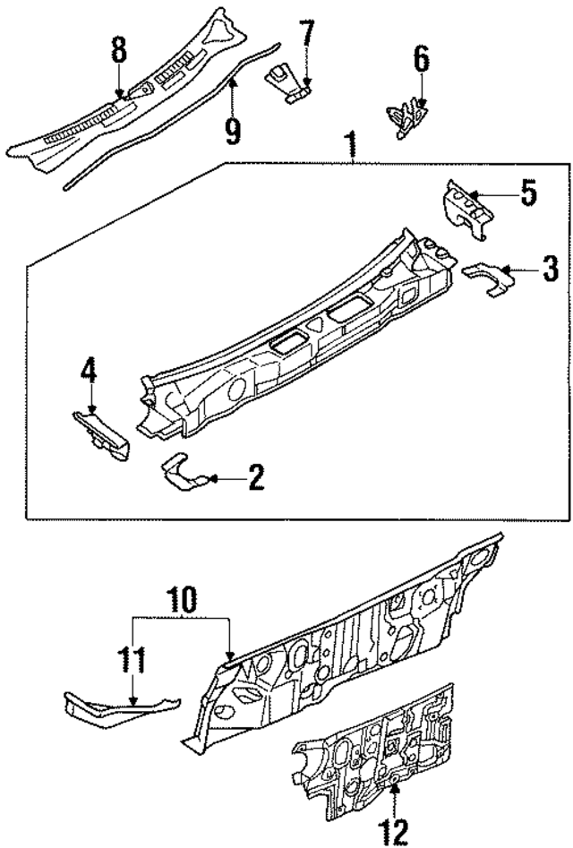 663242J000 - Body: Cowl Top Panel Side Support for INFINITI: G20 Image