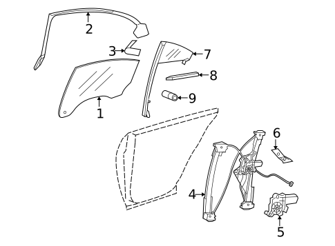 Glass - Rear Door for 2009 Mercedes-Benz CLS63 AMG #0
