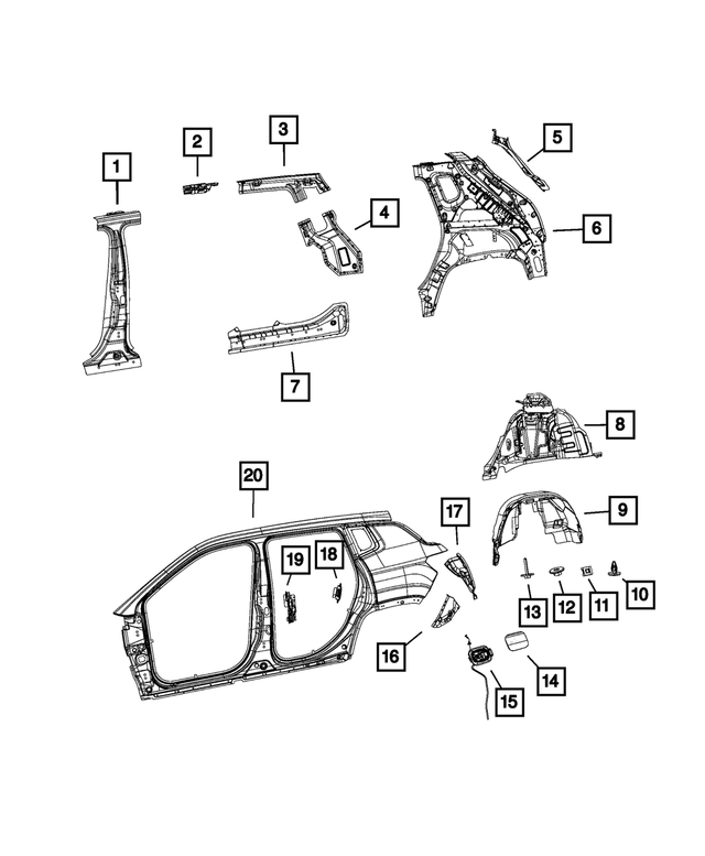 68378619AA - Body Sheet Metal Except Doors: Wheelhouse Shield, Left for Mopar Image