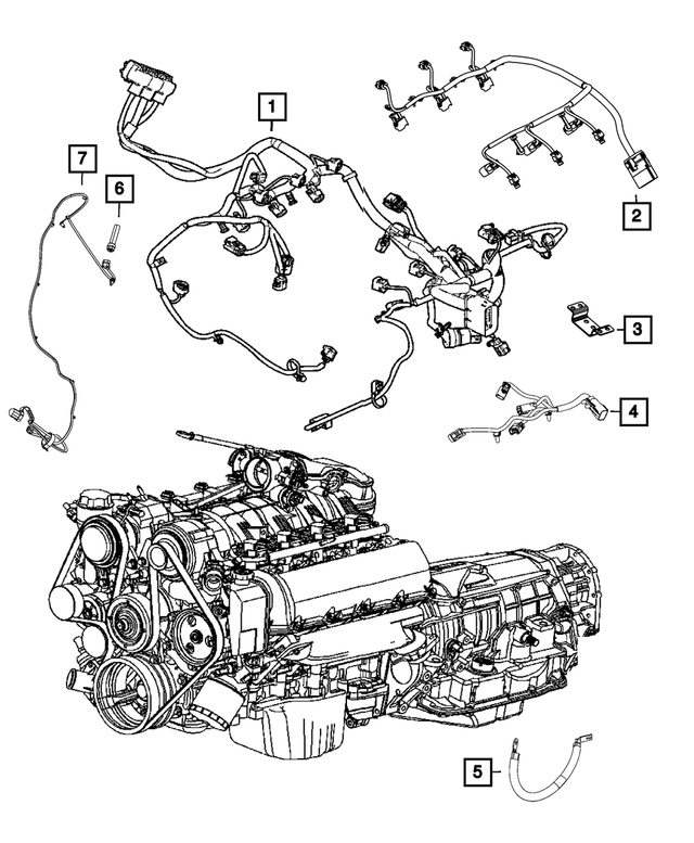 68358376AA - Electrical: Knock, Oil Pressure, &amp; Temperature Sensor Wiring for Mopar Image image